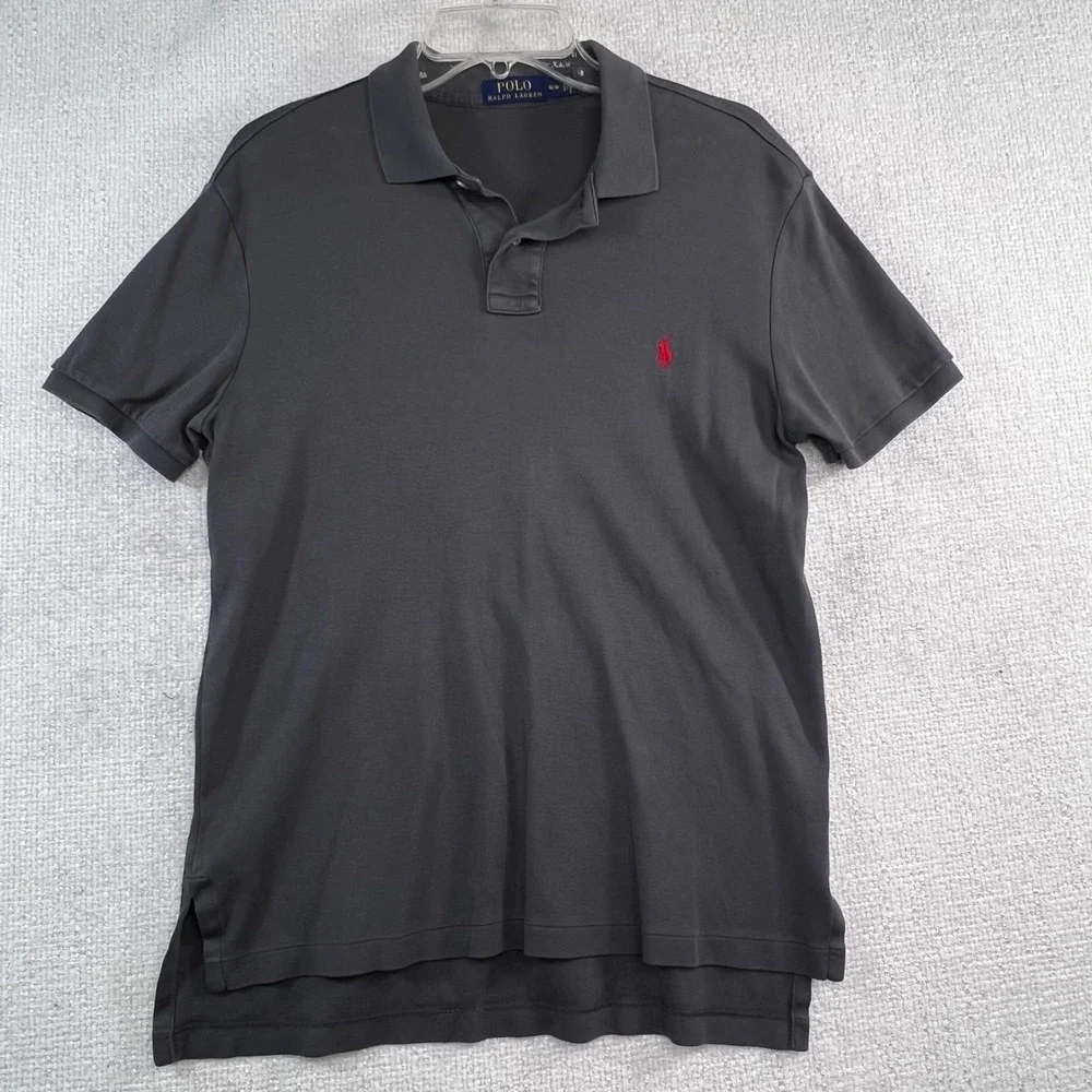 Polo Ralph Lauren Mens Gray Polo Shirt Medium Red Pony Classic Fit‎